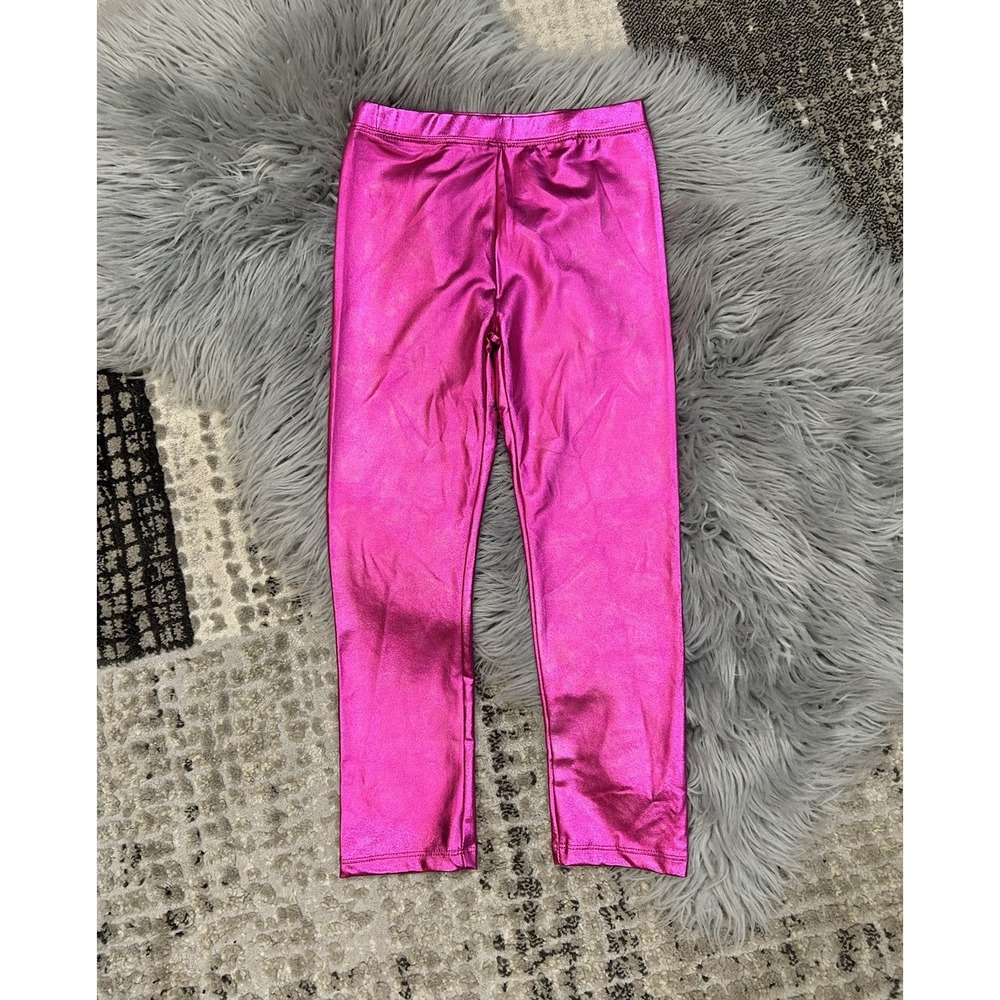 Frenchie Girls Bright Metallic Pink Leggings Size 8 NEW‎
